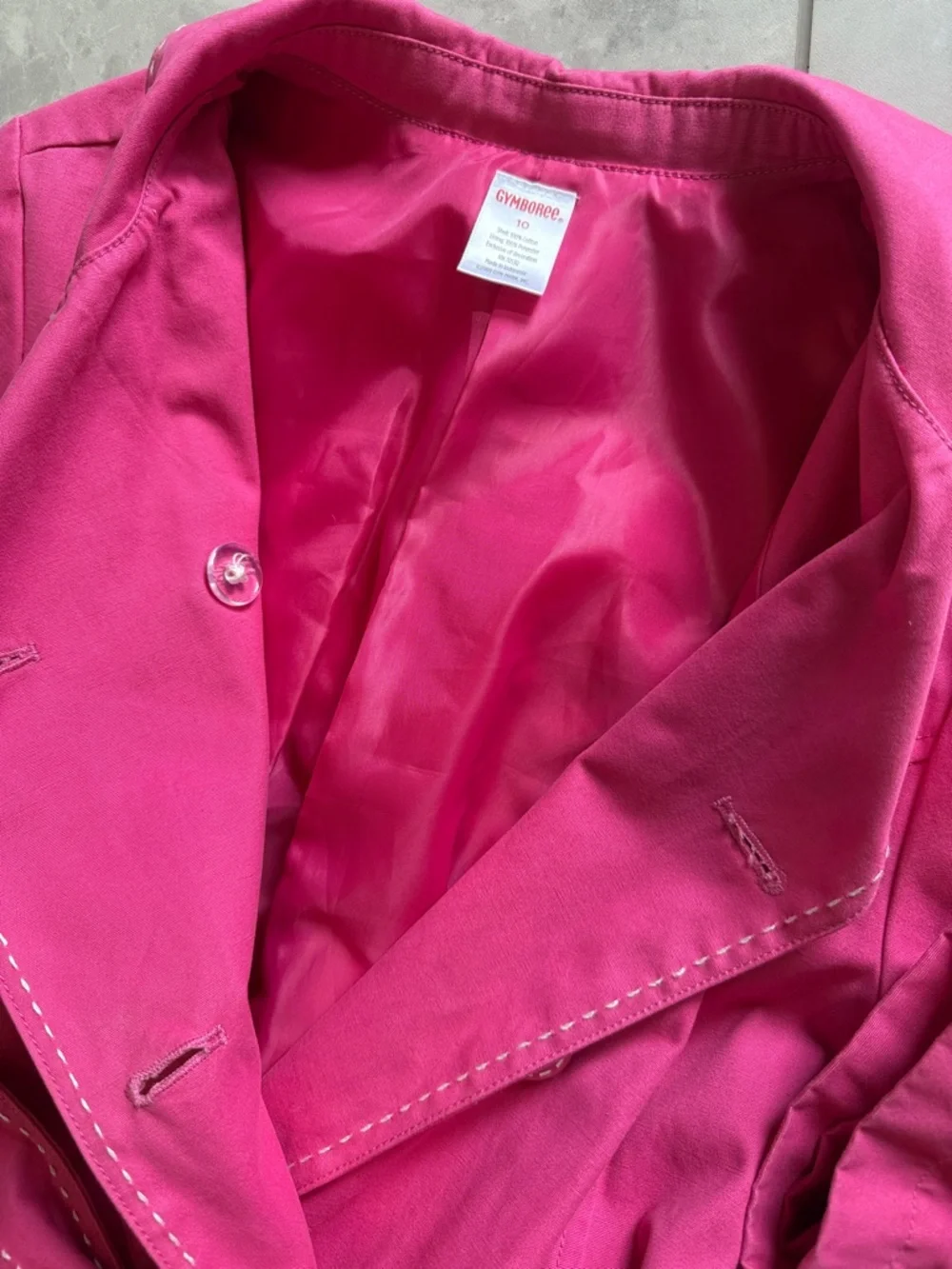 Gymboree Girls Bright Pink Double-Breasted Trench Coat, size 10